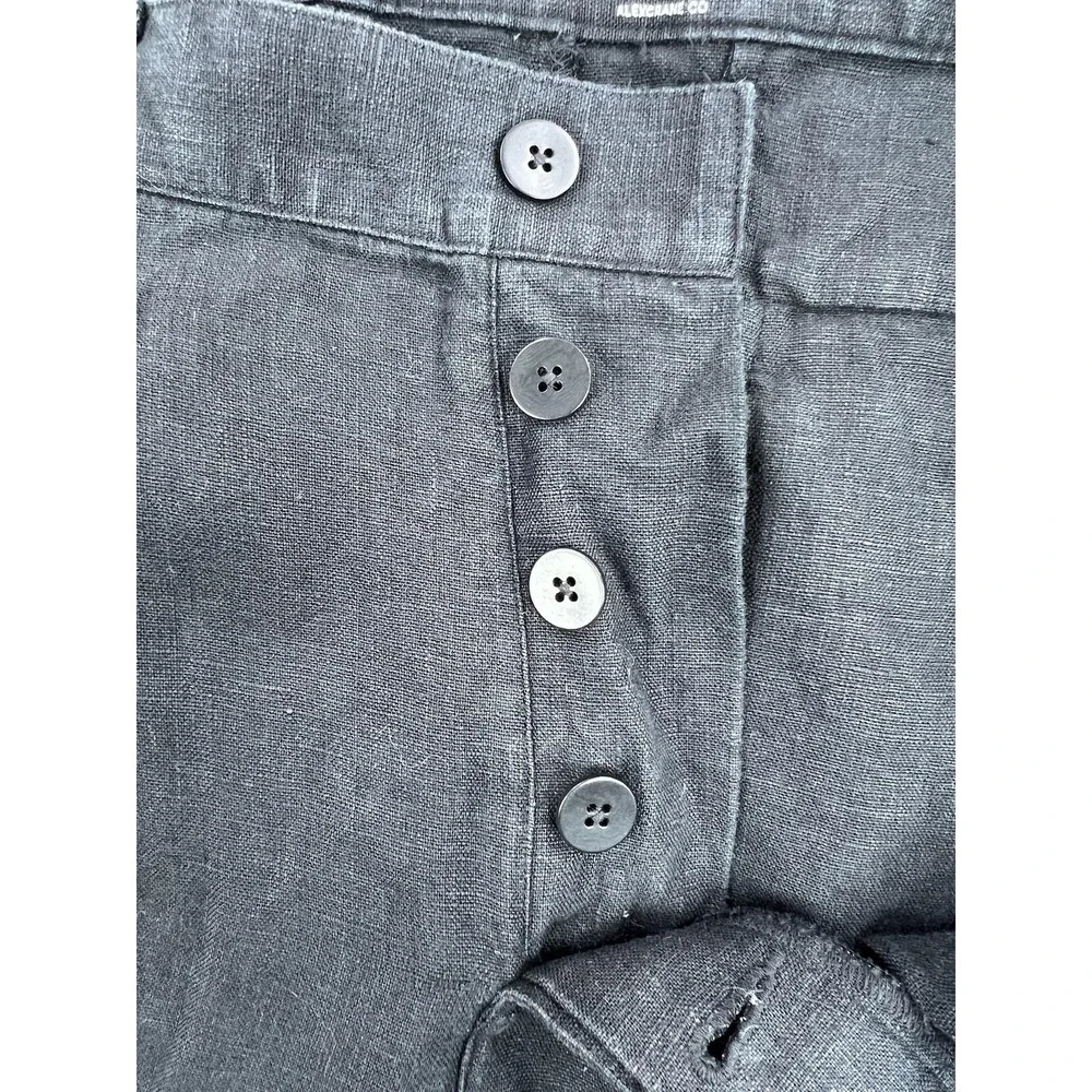 Alex Crane Pants Mens 34x28 Black Regular Fit 100% Linen Pleated Chino Casual